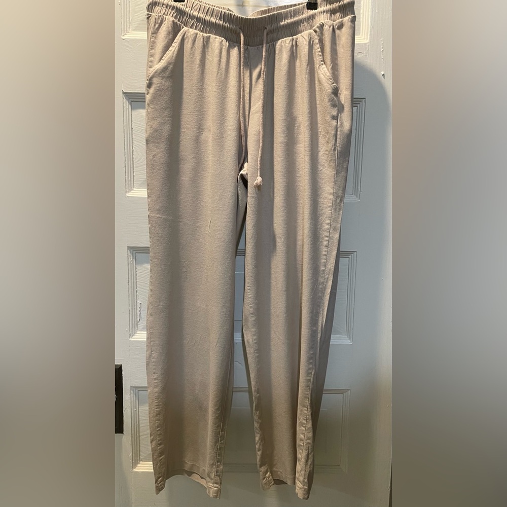 torrid Light Beige Women’s Linen Blend Drawstring Pants, 1XL, Size 1